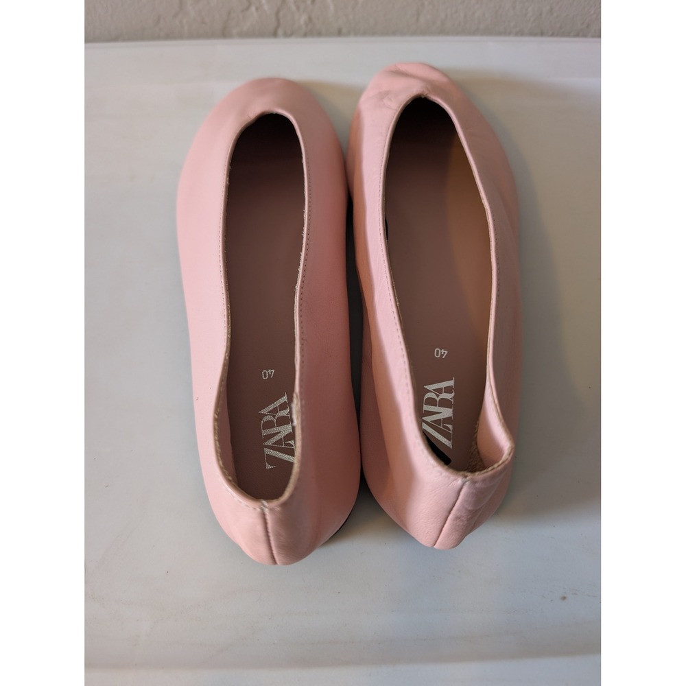 Zara Pink Ballet Flats minimalist square toe NWOT sz EU 40 US 9 - Picture 3 of 6